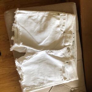 Seven7 White Frayed Jean Shorts